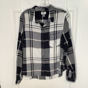 Old Navy Ladies Button Down Top Black/Gray/ White Size L